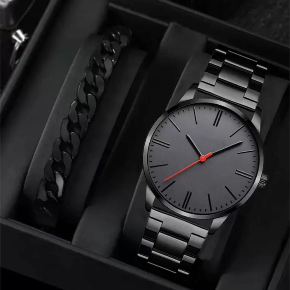 Casual Men's Simple & Sport Quartz Wristwatch 2pcs/Set Watch Combination